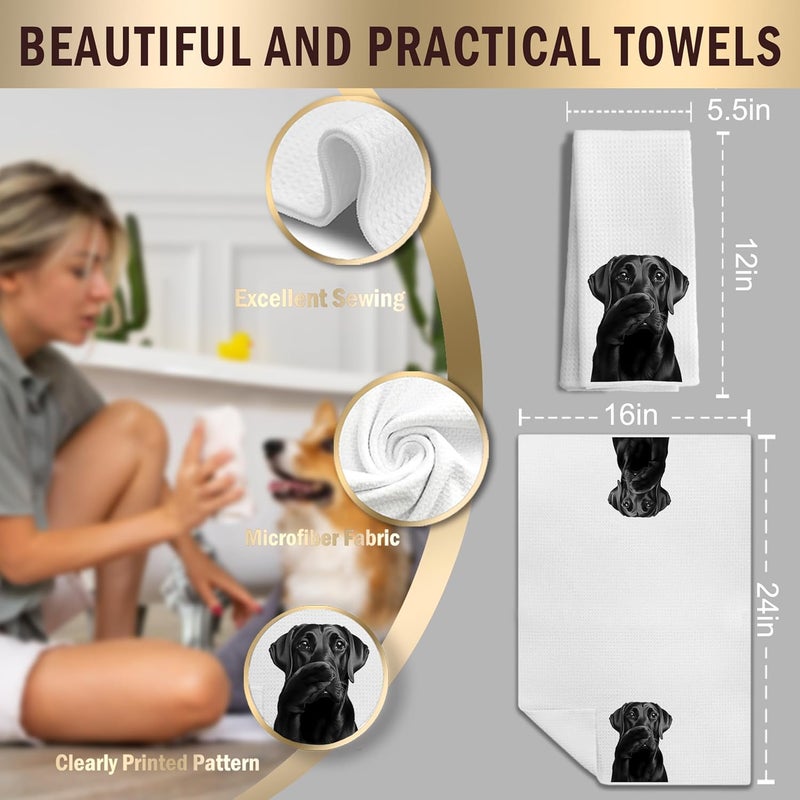 LUKIPOM Funny Black Labrador Retriever Hand Towels for Bathroom Decor, Black Lab Gifts,Dog Mom Gifts, Dog Bathroom Decor, Funny Kitchen Towels, 16x24 Inches - Image 2